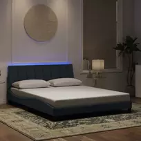 Lova Lovos rėmas su LED be čiužinio, Hanko, tamsiai pilkos spalvos, 160x200cm, aksomas