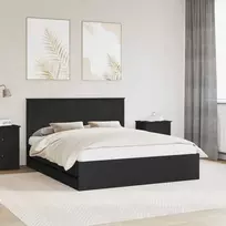 Lova Lovos rėmas su stalčių Juoda 160 x 200 cm Inžinerinė mediena