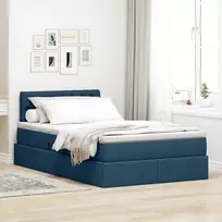LED saugojimo lova su čiužiniu Mėlyna 120 x 190 cm Audinys