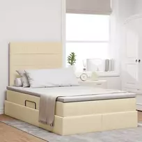 LED saugojimo lova su čiužiniu Kreminė 120 x 190 cm Audinys