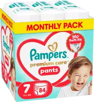 Pampers Premium Care Sauskelnės-Kelnaitės, 7 Dydžio, 84 vnt.