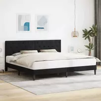 Lova Lovos rėmas su galvūgalio Juoda 180 x 200 cm Aksomas