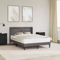 Lova Lovos rėmas su LED juostelėmis Pilka 140 x 190 cm Dirbtinė oda