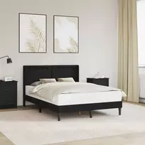 Lova Lovos rėmas su LED juostelėmis Juoda 140 x 190 cm Dirbtinė oda