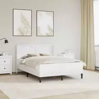 Lova Lovos rėmas su LED juostelėmis Balta 160 x 200 cm Dirbtinė oda