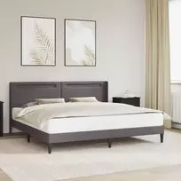 Lova Lovos rėmas su LED juostelėmis Pilka 200 x 200 cm Dirbtinė oda