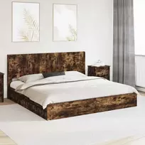 Lova Lovos rėmas su saugojimu ir nugara Dūminio ąžuolo 180 x 200 cm