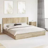 Lova Lovos rėmas su saugojimu ir nugara Sonoma ąžuolas 180 x 200 cm