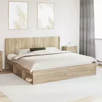 Lova Lovos rėmas su saugojimu ir nugara Sonoma ąžuolas 180 x 200 cm