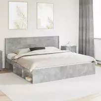 Lova Lovos rėmas su saugojimu ir nugara Betono pilka 180 x 200 cm