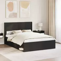 Lova Lovos rėmas su saugojimu ir nugara Juoda 160 x 200 cm