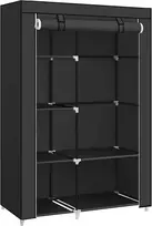 SONGMICS drabužių spinta su 1 skersiniu ir 6 lentynomis, 105 × 45 × 168 cm, juoda, RYG085B02