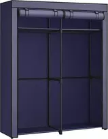SONGMICS sulankstoma tekstilinė drabužių spinta su 2 skersiniais, 140 × 43 × 174 cm, tamsiai mėlyna
