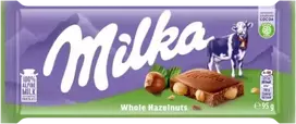Šokolādes tāfelīte MILKA Whole Hazelnuts 95g
