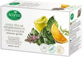 Vaisinė ir žolinė arbata HERBITUM su mėtomis ir citrina, paketėliai, 2,5g x 20 vnt.