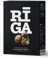 Pure Chocolate Pieninio šokolado triufeliai su lazdyno riešutų ir sausainių kremo įdaru „Riga“, 202 g
