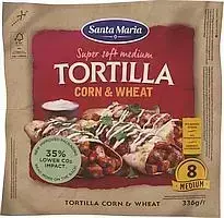 Kviečių ir kukurūzų tortilijos, vidutinės 336g, Santa Maria