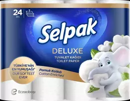Tualetes papīrs SELPAK Deluxe Cotton, 3 slāņi, 15.6m, 130 loksnes, 24 ruļļi