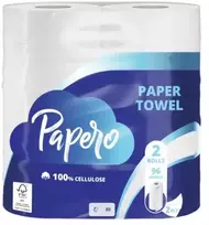 Papīra dvieļi PAPERO, 2 slāņi, 19.2 m, 96 loksnes, 2 ruļļi