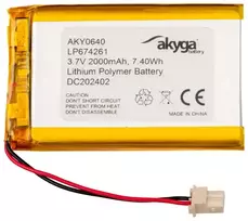Lithium Polymer Baterija Akyga AKY0640 LP674261 Li-Po 3.7V 2000mAh PCM Molex 2.50 2Pin Connector 50mm