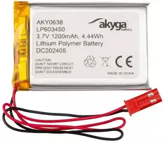 Lithium Polymer Baterija Akyga AKY0638 LP603450 Li-Po 3.7V 1200mAh PCM JST 2.54 2-Pin Connector 100mm