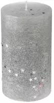 Fééric Lights and Christmas Apvali žvakė su žvaigždėmis, L dydis, sidabrinė, 12 cm