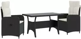 Lauko baldų komplektas Lauko valgomojo komplektas 3 pcs Juoda ir kreminė balta