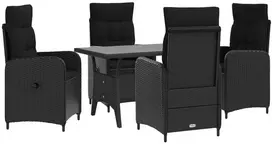 Lauko baldų komplektas Lauko valgomojo komplektas 5 pcs Juoda poliratanas