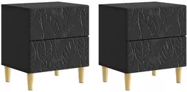 Naktinis staliukas 2 pcs Juoda 43 x 34,5 x 48 cm