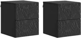 Sieninis naktinis staliukas 2 pcs Juoda 34,5 x 33 x 40 cm