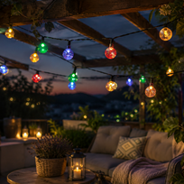 Forever Light CRYSTAL BALLS SCB61 saulės LED girlianda, 6,5 m, 30 įvairiaspalvių rutulių