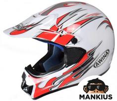 Motociklo šalmas AWINA XL WHITE-CZERW GRAPH ENDURO TN8686-30 W/O ECE