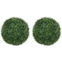 52 cm dirbtinių buksmedžio rutulių rinkinys (2 vnt.), UV spinduliams atsparūs dekoratyviniai augalai su 1086 lapeliais vidaus ir lauko erdvėms