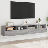 Sieninės TV spintelės, 2vnt., pilkos, 80x30x30cm, mediena
