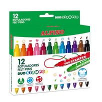 Flomasteriai Alpino Duo Stamper, dvipusiai, 12 vnt.
