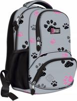 Mokyklinė kuprinė St. Right BP-71 Paws, juoda sp./rožinė sp./pilka sp., 26 cm x 16 cm x 38 cm