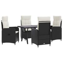 Lauko valgomojo komplektas 5 pcs Juoda ir kreminė balta
