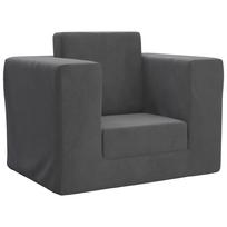 Vaikiška sofa-lova, antracito spalvos, minkštas pliušas