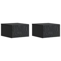 Sieninis naktinis staliukas 2 pcs Juoda 49 x 34,5 x 20 cm