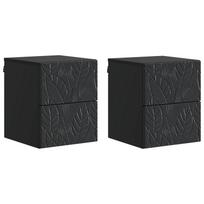 Sieninis naktinis staliukas 2 pcs Juoda 34,5 x 33 x 40 cm
