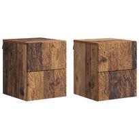 Sieninis naktinis staliukas 2 pcs Sendintos medienos