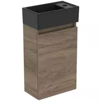 Vonios spintelė Ideal Standard Eurovit+, 55x35x20 cm, su kriaukle, 1 durys, riešutas/matinis juodas, R0578Y9