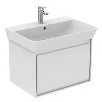 Ideal Standard Connect Air vonios spintelė, 65 cm, (be praustuvo) su 1 stalčiumi, SoftClose, blizgi balta/matinė balta, E0847B2