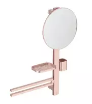 Ideal Standard BD588RO vonios veidrodis su dvigubu rankšluosčių laikikliu ir dantų šepetėlių laikikliu, rožinis