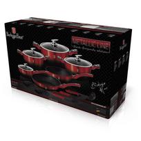 Prekė su pažeista pakuote. Puodų ir keptuvių rinkinys, su priedais Berlinger Haus Metallic Line Burgundy Noir Edition BH-1632