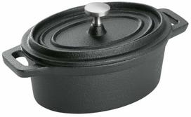 Ketaus puodas Was Mini Cocotte Oval, 9.5 cm, 0.25 l, juoda sp.
