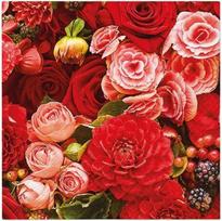 Popierinės servetėlės Paw Decor Collection Red Bouquet, 33 cm x 33 cm, raudona sp./žalia sp., 20 vnt.