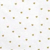 Popierinės servetėlės Party Deco Hearts, 33 cm x 33 cm, aukso sp./balta sp., 20 vnt.