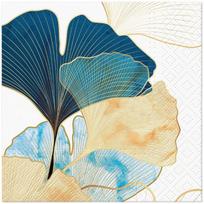 Popierinės servetėlės Paw Decor Collection Stylish Ginko Accents, 25 cm x 25 cm, mėlyna sp./aukso sp./rusva sp., 20 vnt.