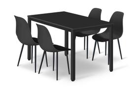 Komplektas Tessa 120 Cm X 60 Cm Stalas - Juodas / Juodos Kojos + 4 Kėdės Wat Juodos / Juodos Kojos